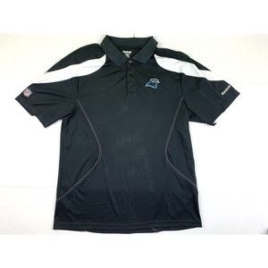 NFL Reebok Play Dry Carolina Panthers Mens XL Polo Shirt Black Short Sleeve